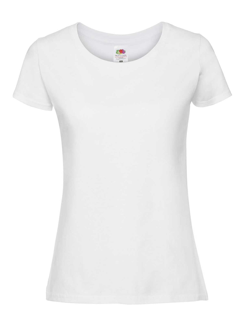 T-Shirt Donna Fruit of the Loom, 100% cotone, 190 grammi, colore bianco, personalizzabile con logo o testo